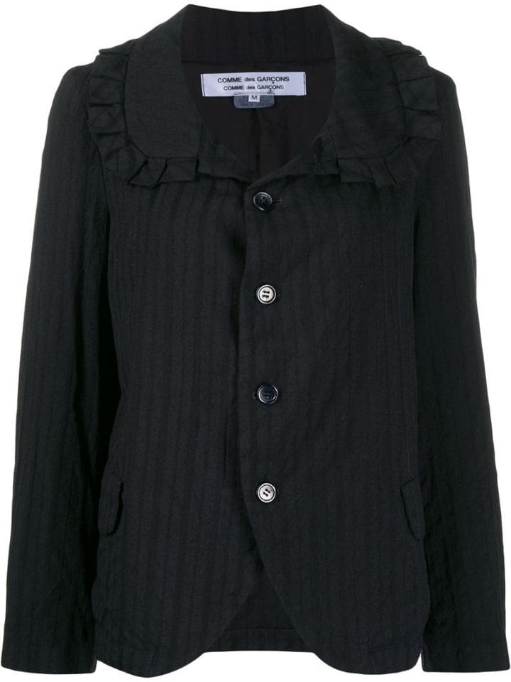 Comme Des Garçons Comme Des Garçons Ruffle Trim Stripe Blazer - Blue