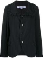 Comme Des Garçons Comme Des Garçons Ruffle Trim Stripe Blazer - Blue