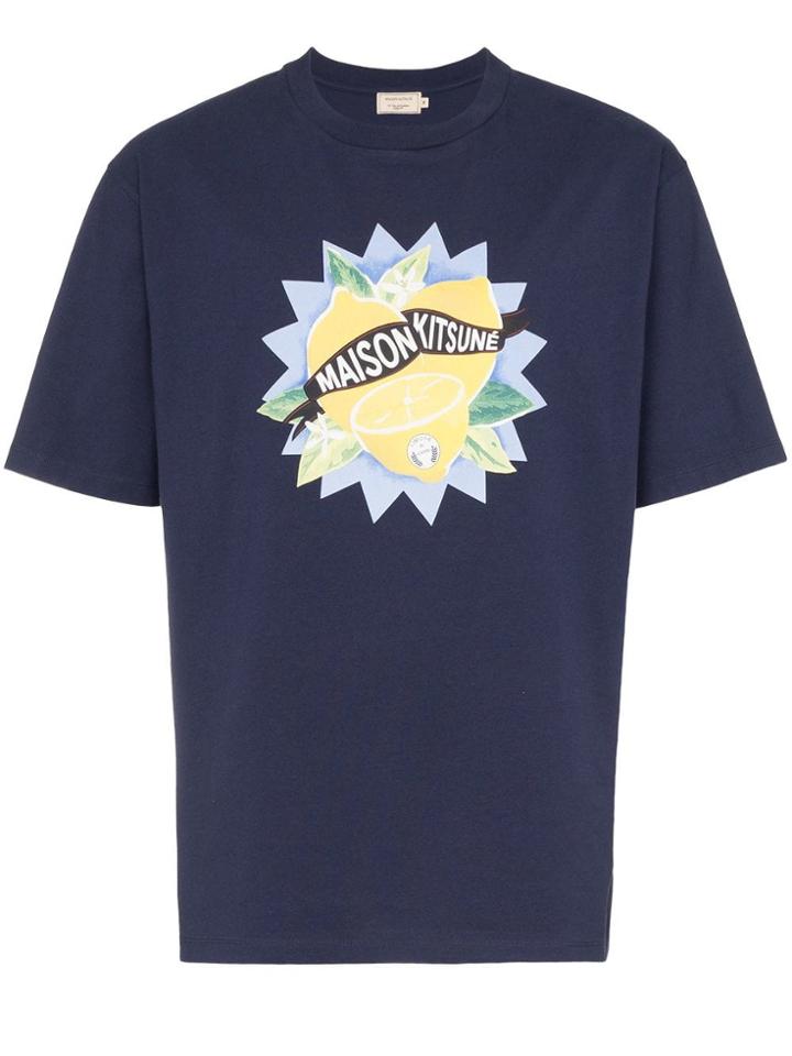 Maison Kitsuné Lemon Print T-shirt - Blue