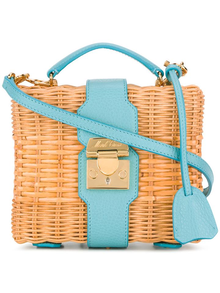 Mark Cross 'harley' Rattan Shoulder Bag, Women's, Nude/neutrals, Cotton