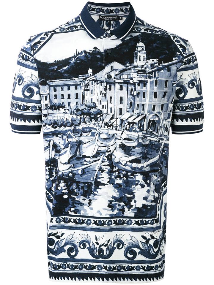 Paisley Print Polo Shirt - Men - Cotton - 50, Blue, Cotton, Dolce & Gabbana