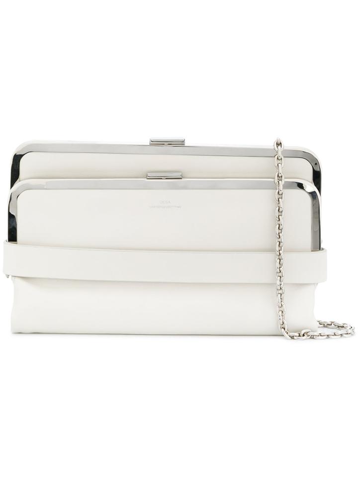 Desa 1972 Double Compartment Clip Clutch - White
