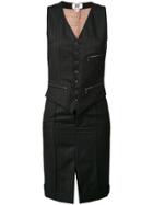 Jean Paul Gaultier Vintage Pinstripe Waistcoat Dress - Black