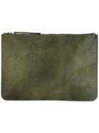 Orciani Large Zip Clutch, Men's, Green, Leather