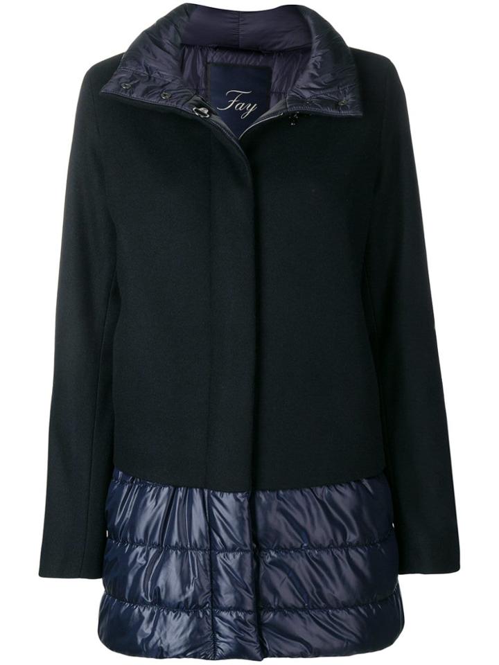 Fay Panelled Padded Coat - Black