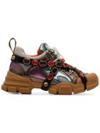 Gucci Multicoloured Metallic Flashtrek Removable Crystal Sneakers