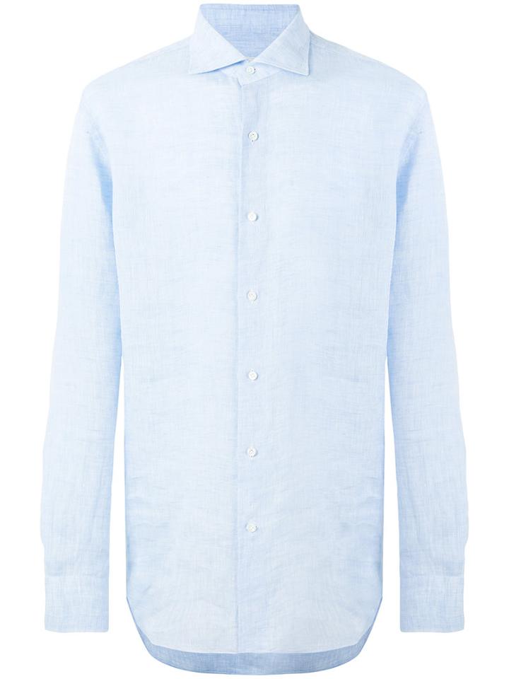 Alessandro Gherardi - Spread Collar Shirt - Men - Linen/flax - 43, Blue, Linen/flax