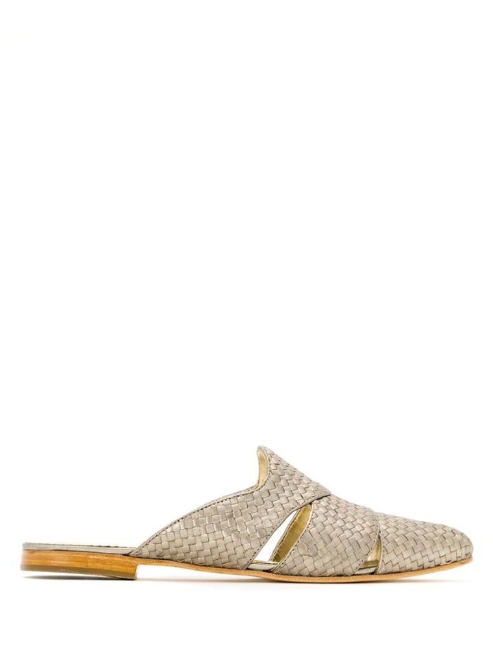 Sarah Chofakian Woven Metallic Mules