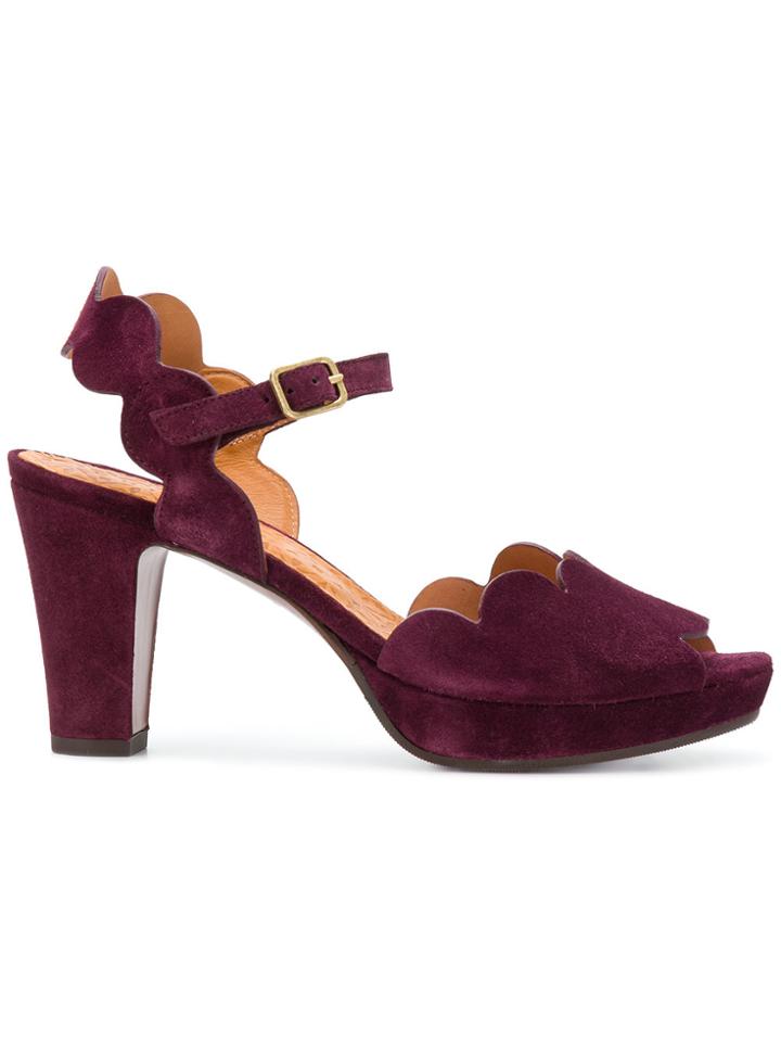 Chie Mihara Scallop-hem Open-toe Sandals - Pink & Purple