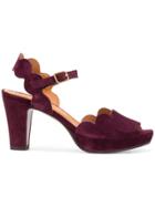Chie Mihara Scallop-hem Open-toe Sandals - Pink & Purple