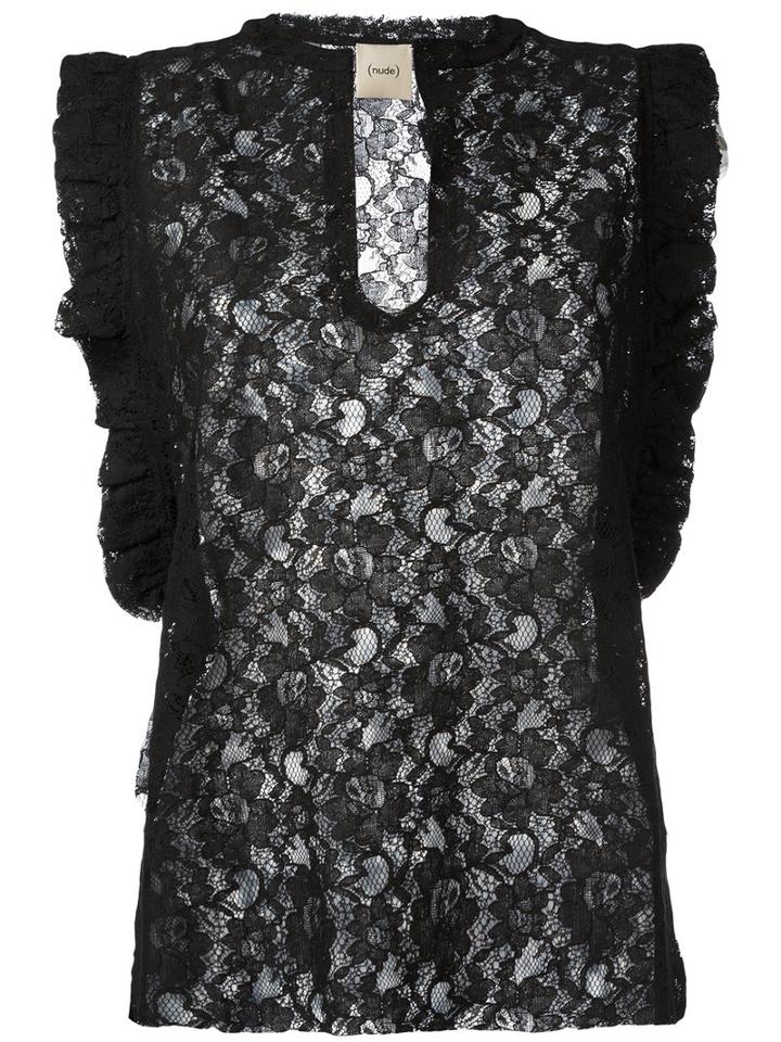 Nude Pizzo Top, Women's, Size: 40, Black, Cotton/polyester