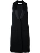 Givenchy Contrast Lapel Sleeveless Jacket, Women's, Size: 42, Black, Silk/viscose/wool