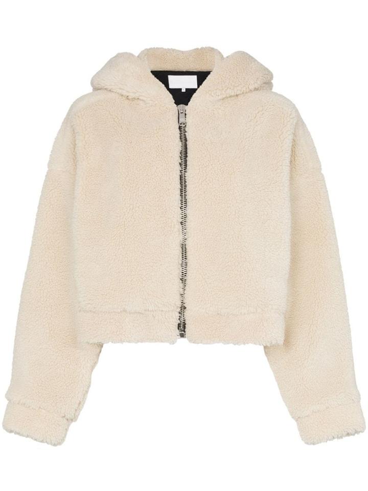 Re/done Faux Fur Hooded Jacket With Ears - Neutrals