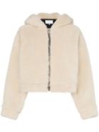 Re/done Faux Fur Hooded Jacket With Ears - Neutrals