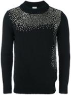 Saint Laurent Studded Crew Neck Sweater, Men's, Size: Xxl, Black, Wool/metal