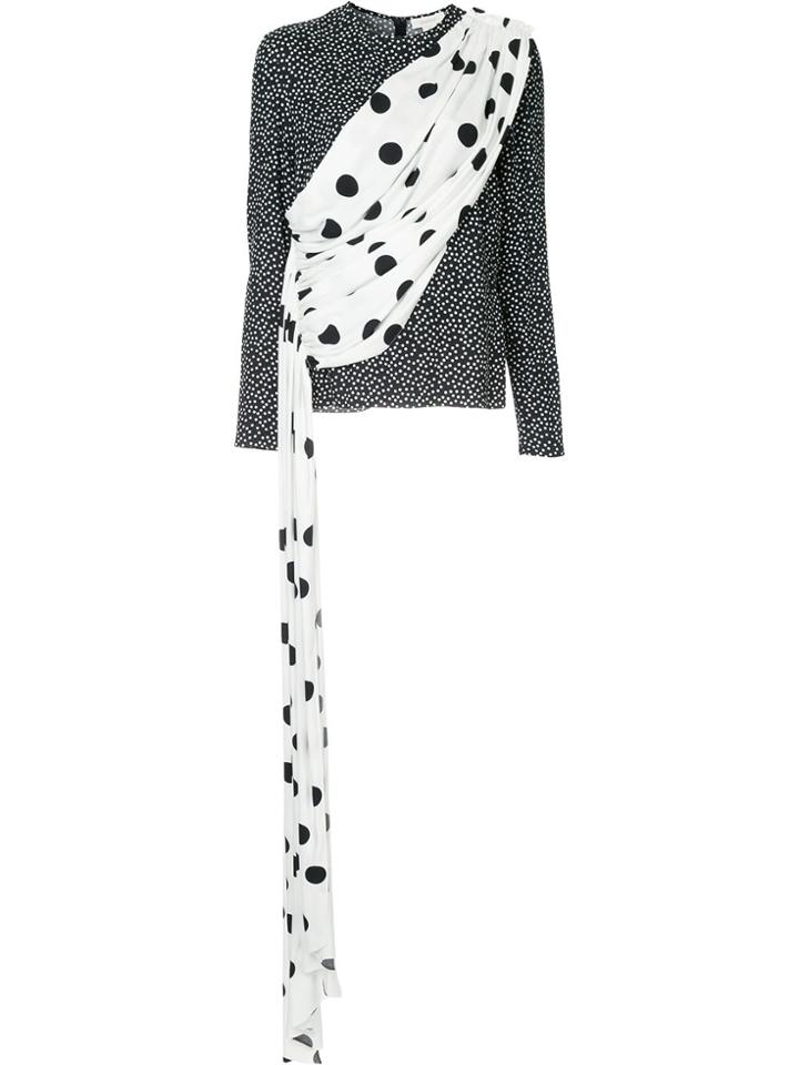 Semsem Polka Dot Sash Top - Black