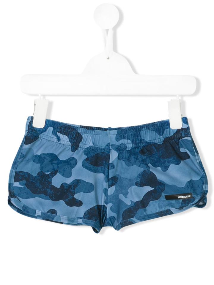 Rrd Kids - Camo Shorts - Kids - Elastodiene/polyester - 10 Yrs, Blue