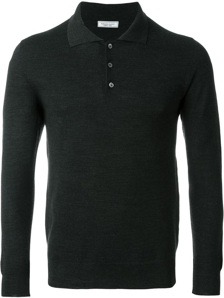 Fashion Clinic Longsleeved Polo Shirt, Men's, Size: 54, Grey, Wool