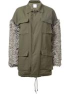 Cityshop Faux Fur Sleeve Military Jacket