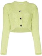 Alessandra Rich Crop Wool Knit Cardigan - Green