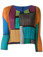 Pleats Please By Issey Miyake Colour Block Ribbed Cardigan