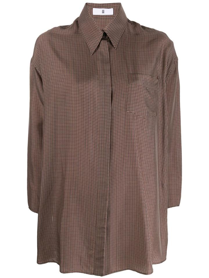 Asai Check Print Shirt - Brown