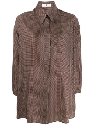Asai Check Print Shirt - Brown