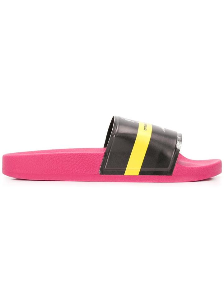 Diesel 'only The Brave' Print Slides - Black