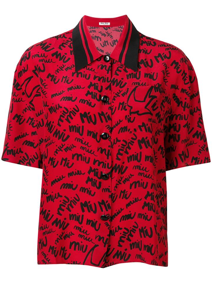 Miu Miu Logo Printed Shirt - Red