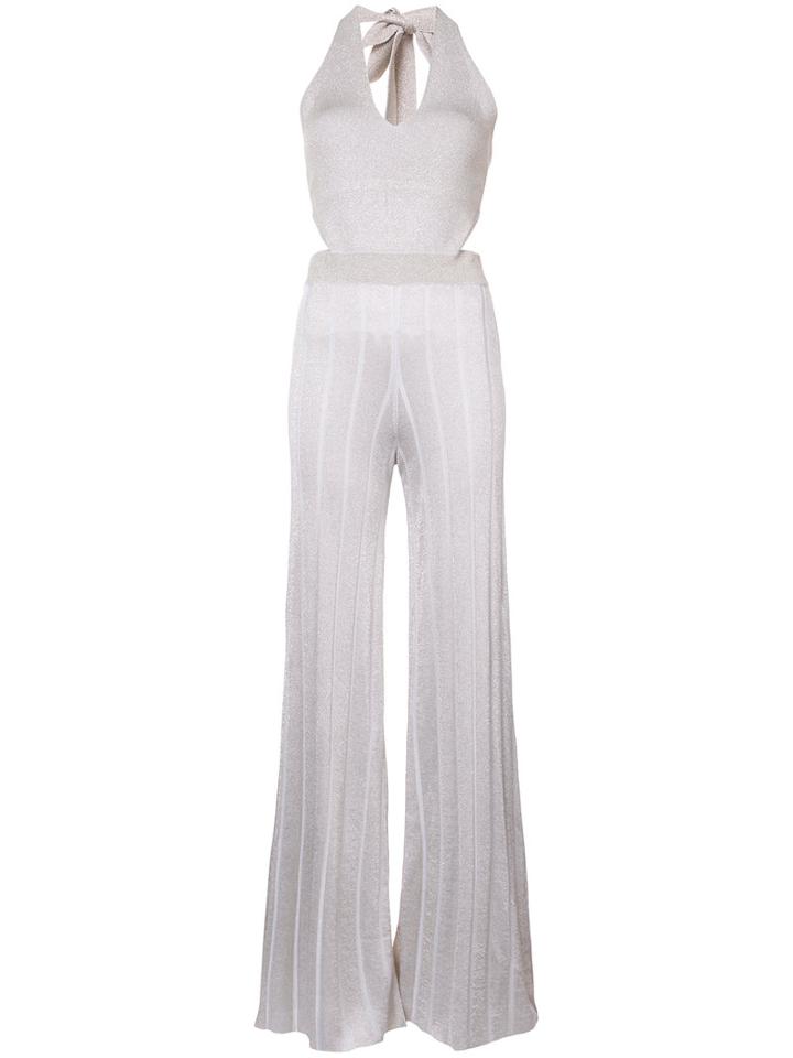 Cushnie Et Ochs - Metallic (grey) Flared Jumpsuit - Women - Rayon/polyester - M, Rayon/polyester