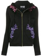 Versace Jeans Couture Embroidered Drawstring Hoodie - Black