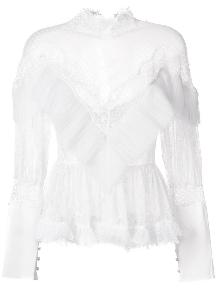 Amen Ruffled Lace Blouse - White