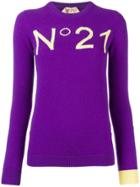 No21 Logo Embroidered Sweater - Purple