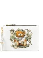 Moschino Printed Logo Clutch Bag - White