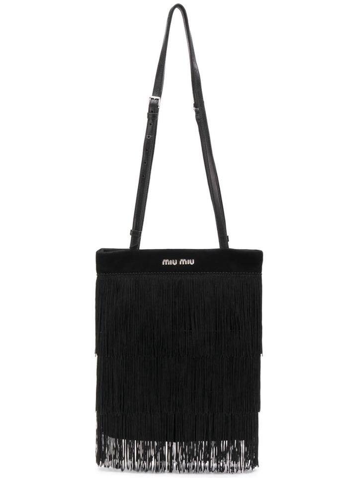 Miu Miu Fringed Shoulder Bag - Black