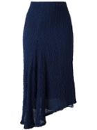 Victoria Beckham Crepe Slanted Hem Skirt, Women's, Size: 12, Blue, Silk/polyester/spandex/elastane