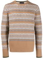 Prada Striped Intarsia Sweater - Neutrals