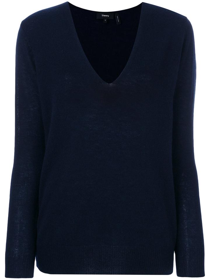 Theory - V-neck Jumper - Women - Cashmere - S, Blue, Cashmere