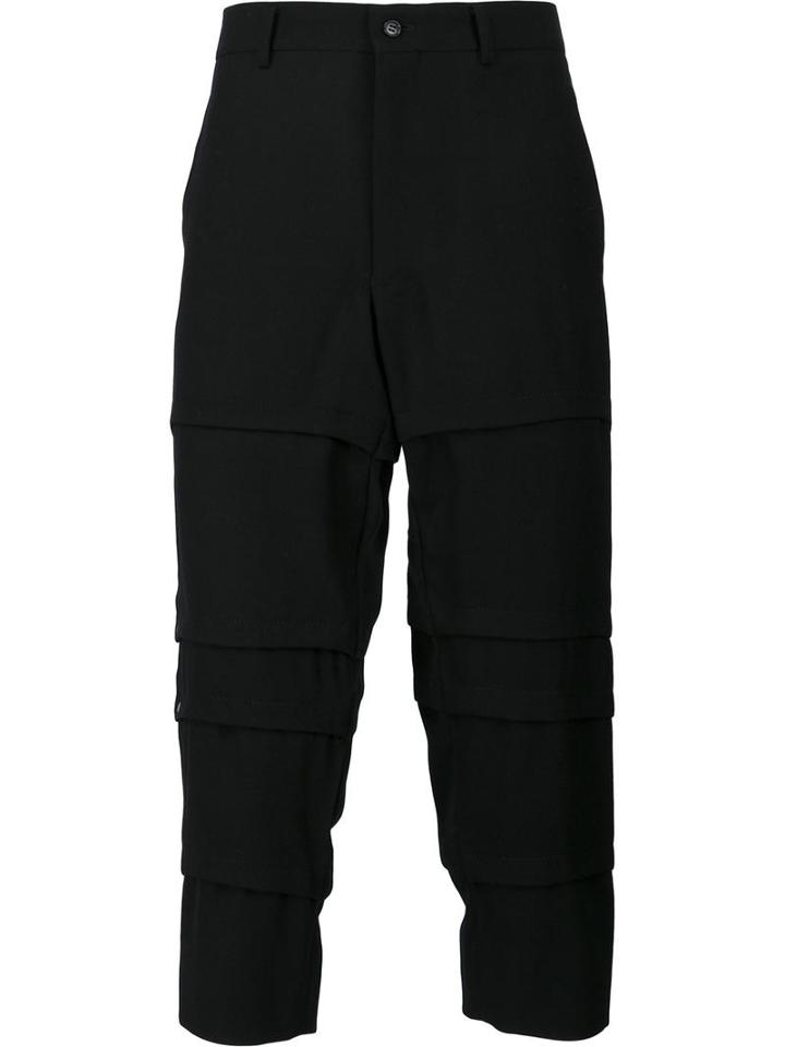 Comme Des Garçons Homme Plus Layered Cropped Trousers, Men's, Size: Large, Black, Wool