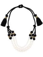 Lanvin Triple String Of Faux Pearls Necklace, Women's, Black