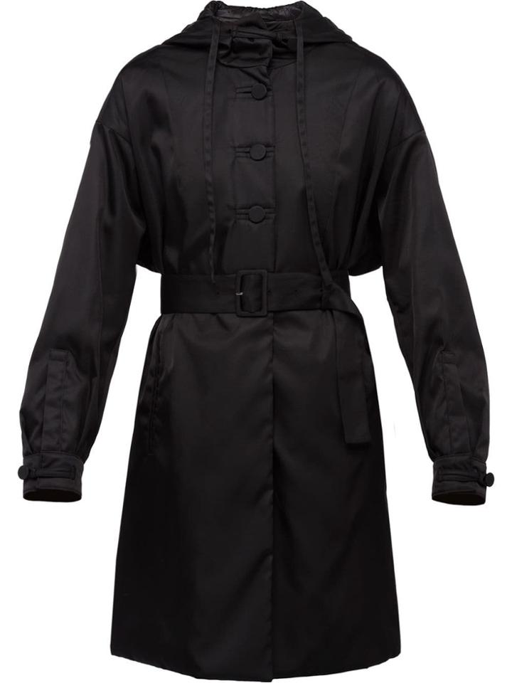 Prada Hooded Trench Coat - Black