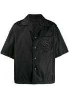 Prada Logo Plaque Bowling Shirt - Black
