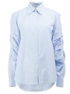Céline Gathered Sleeves Shirt, Women's, Size: 36, Blue, Cotton