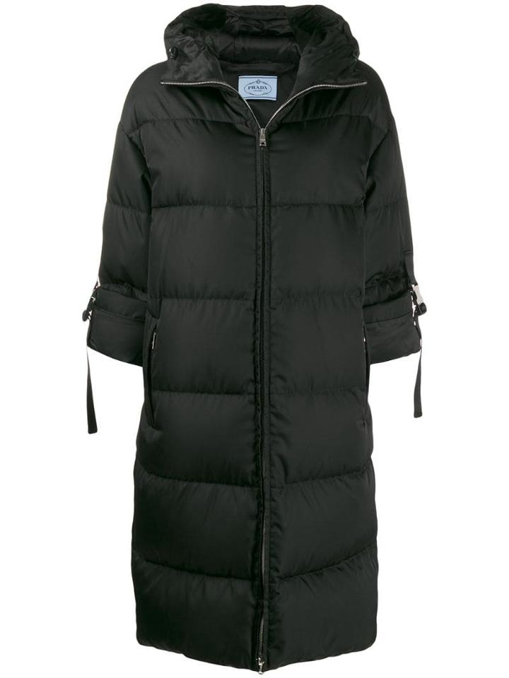 Prada Padded Zip Fastening Coat - Black