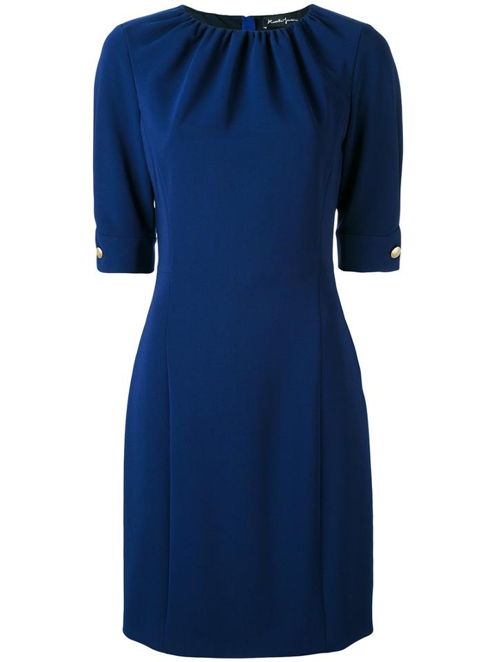 Rossella Jardini - Gathered Fitted Dress - Women - Polyester/triacetate - 46, Blue, Polyester/triacetate