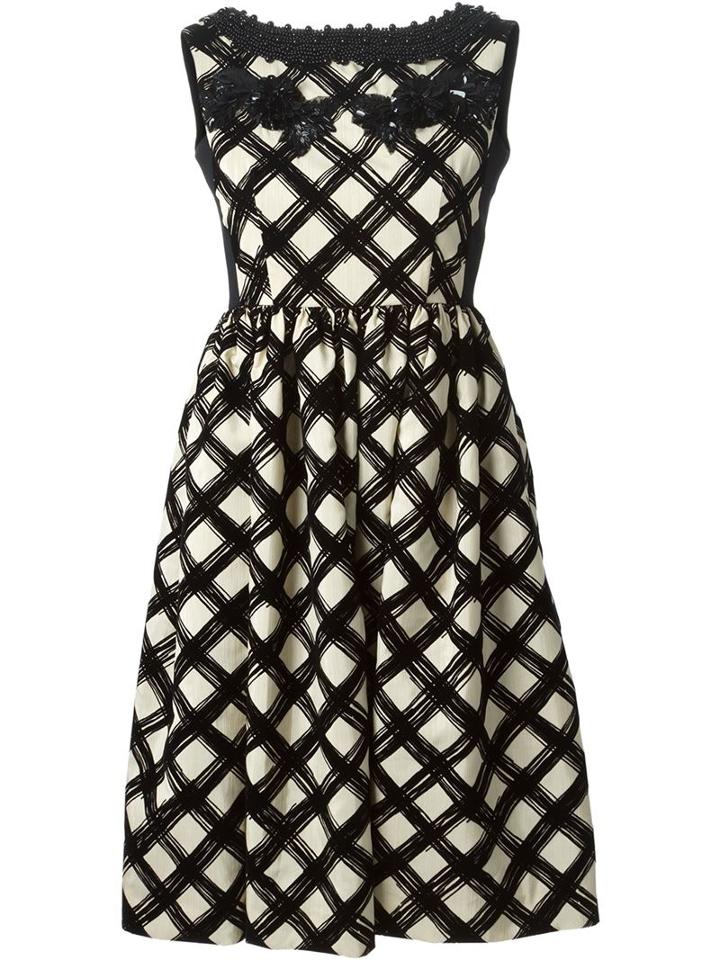 Antonio Marras Embellished Brush Stroke Print Dress, Women's, Size: 42, Black, Polyester/polyamide/spandex/elastane/cotton