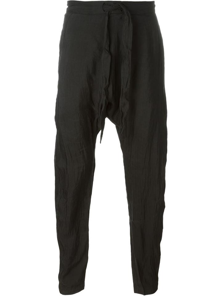 Ziggy Chen Drop-crotch Trousers, Men's, Size: 48, Black, Linen/flax/viscose/cotton