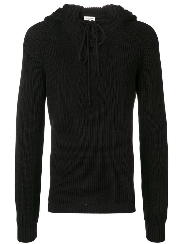 Saint Laurent Hooded Jumper - Black