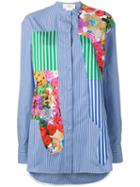 Ports 1961 - Floral Print Striped Shirt - Women - Cotton - 40, Blue, Cotton