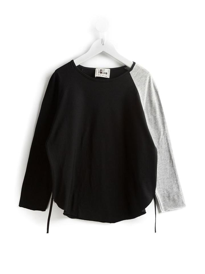 Lost And Found Kids - Contrast Sleeve Top - Kids - Cotton - 2 Yrs, Black